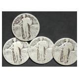 4 Standing Liberty Silver Quarters