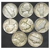 8 World War II Silver Nickels