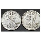 1943 & 1944-D Walking Liberty Silver Half Dollars