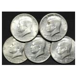 5 Early Kennedy Half Dollars incl. Bicentennial
