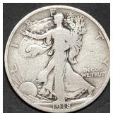 1918 Walking Liberty Silver Half Dollar