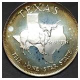 14.5g Sterling Silver Proof Medal 1976 Texas