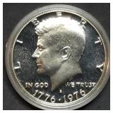 1976 Bicentennial Proof Silver Half Dollar in Caps