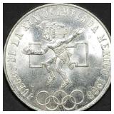 1968 Mexico 25 Pesos Silver Coin Gem BU