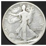 1917-D Obverse Walking Liberty Silver Half Dollar