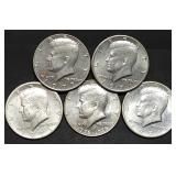 5 Early Kennedy Half Dollars incl. Bicentennial