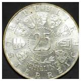 1962 Austria 25 Schilling 80% Silver Coin BU