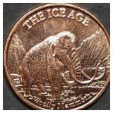 1oz Copper Bullion Round BU Woolly Mammoth