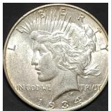 1934-D Peace Silver Dollar, High Grade, Better