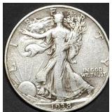 1938 Walking Liberty Silver Half Dollar
