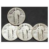 4 Standing Liberty Silver Quarters