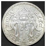 1915 Thailand 1 Baht .90% Silver Coin Nice