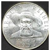 1959 Austria 50 Schillings 90% Silver Coin 20g