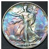 1945-S Walking Liberty Silver Half Dollar Toned