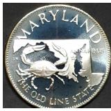 14.5g Sterling Silver Proof Medal 1976 Maryland