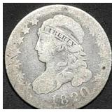 1820 Capped Bust Silver Dime, Nice Early Date