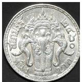1915 Thailand 1 Baht .90% Silver Coin Gem BU
