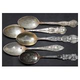 5 Sterling Silver Collector Spoons 113g