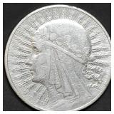 1932 Poland 10 Zlotych .750 Silver Coin Gem BU