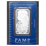 1 Troy Oz .999 Silver PAMP Suisse Lady Fortuna Bar