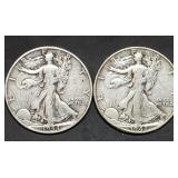 1944 & 1947-D Walking Liberty Silver Half Dollars