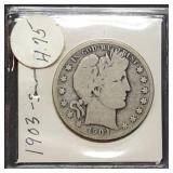 19003-S Barber Silver Half Dollar