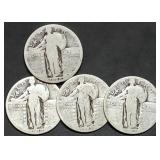 4 Standing Liberty Silver Quarters