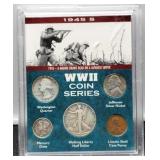 1945-S 5 Coin Type Set w/ WW2 Display