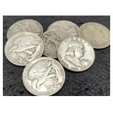 (7) 90% Silver Half Dollars inc/