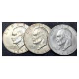 (3) 1973-S Silver Unc. Ike Dollars