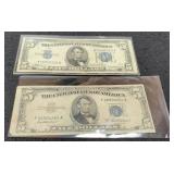 (2) $5 Silver Certificate Notes: 1934A, 1953A
