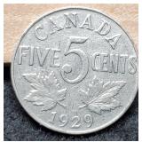 1929 Canada 5 Cents