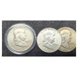 (3) F. Half Dollars: 1951-D, 52, 53-D