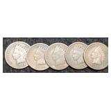(5) Indian Head Cents: