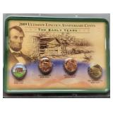 Display 2009 4 Coin Lincoln Cent "Early Years"