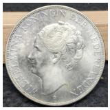 1938 Netherlands 2 1/2 Gulden Silver