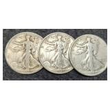 (3) W. Liberty Half Dollars: 1943, 1944-P&D