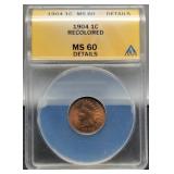 1904 Slab Indian Head Cent ANACS MS60 Recolored