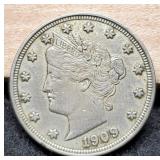 1909 V Nickel VF Full Liberty