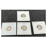 (4) Mercury Dimes: 1936, 37, 43-S, 45-S