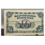 1942 Syria 10 Piastres Banknote