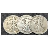 (3) W. Liberty Half Dollars: 1941, 42, 45-S