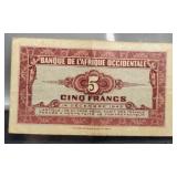 1942 French West Africa 5 Cing Francs