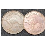 (2) Australia 1944 Large Cents