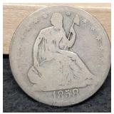 1858-O Liberty Seated Half Dollar