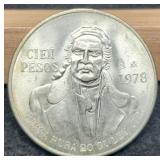 1978 Mexico 100 Peso Silver 72%/20 G Unc.