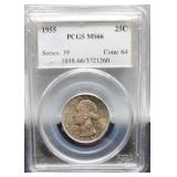 1955 Slab W. Quarter PCGS MS66