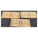 (3) Replica $1 Confederate Banknotes