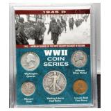 1944 5 Coin Year Set In WW2 Display