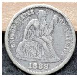 1889 Liberty Seated Dime F